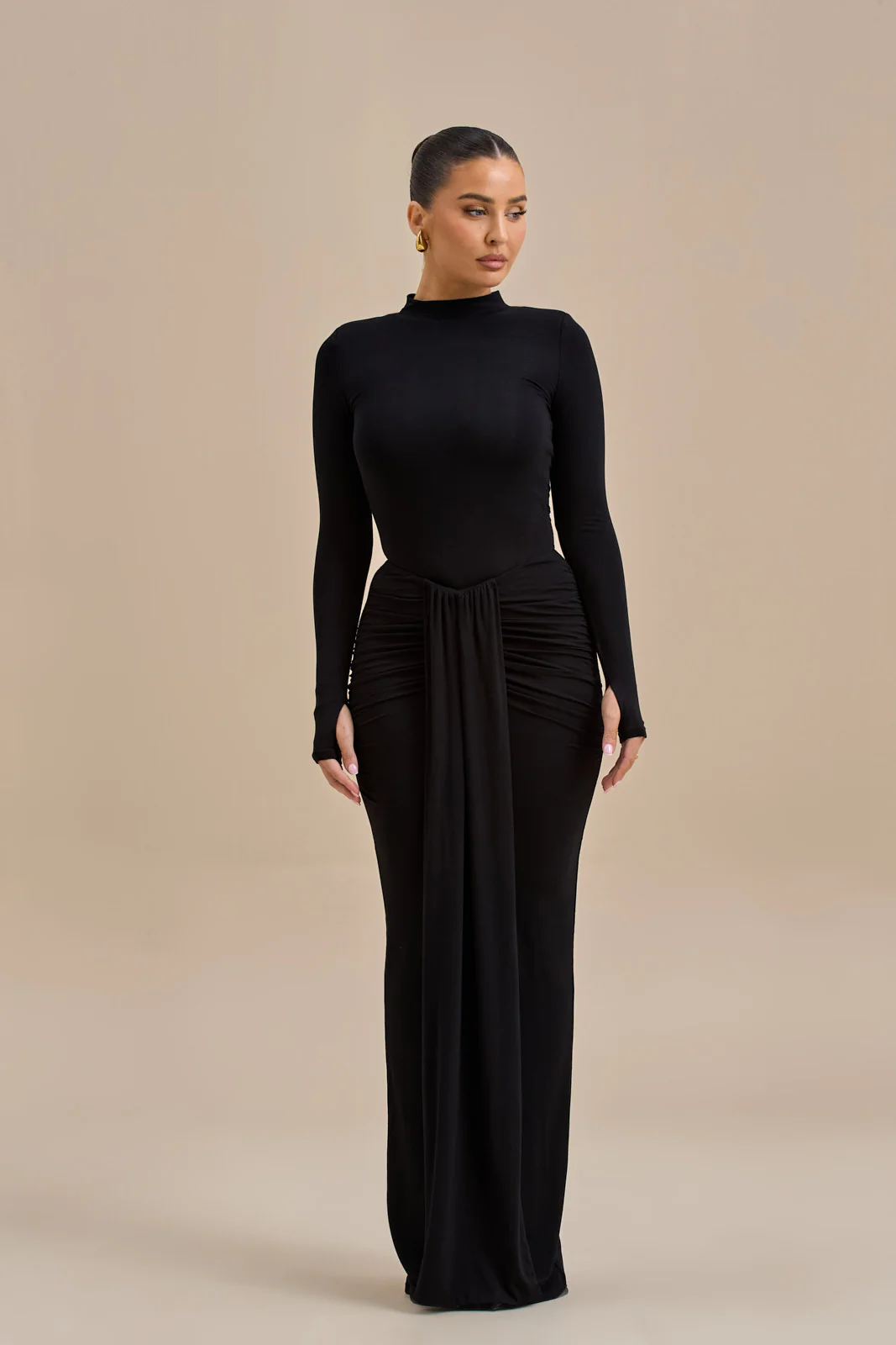 NARA DRAPE MAXI SKIRT | BLACK - Image 7