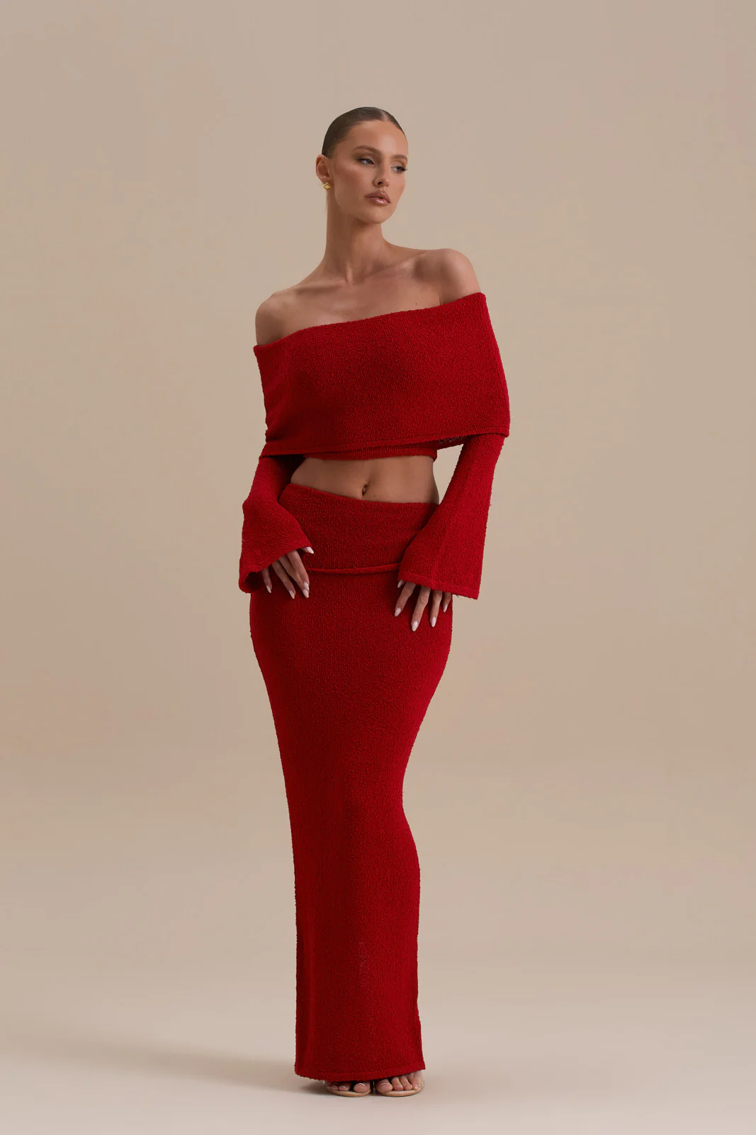 YASMIN BOUCLE KNIT CO-ORD | RED - Image 4