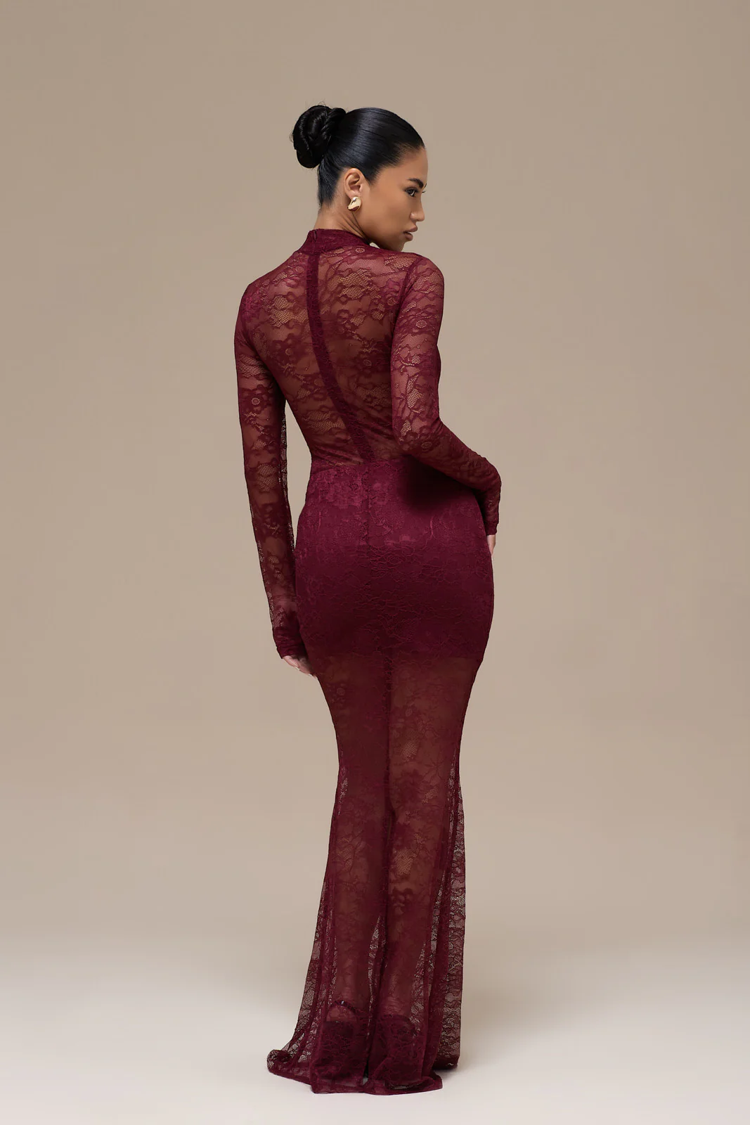 BRITNEY LACE MAXI SKIRT | WINE - Image 3