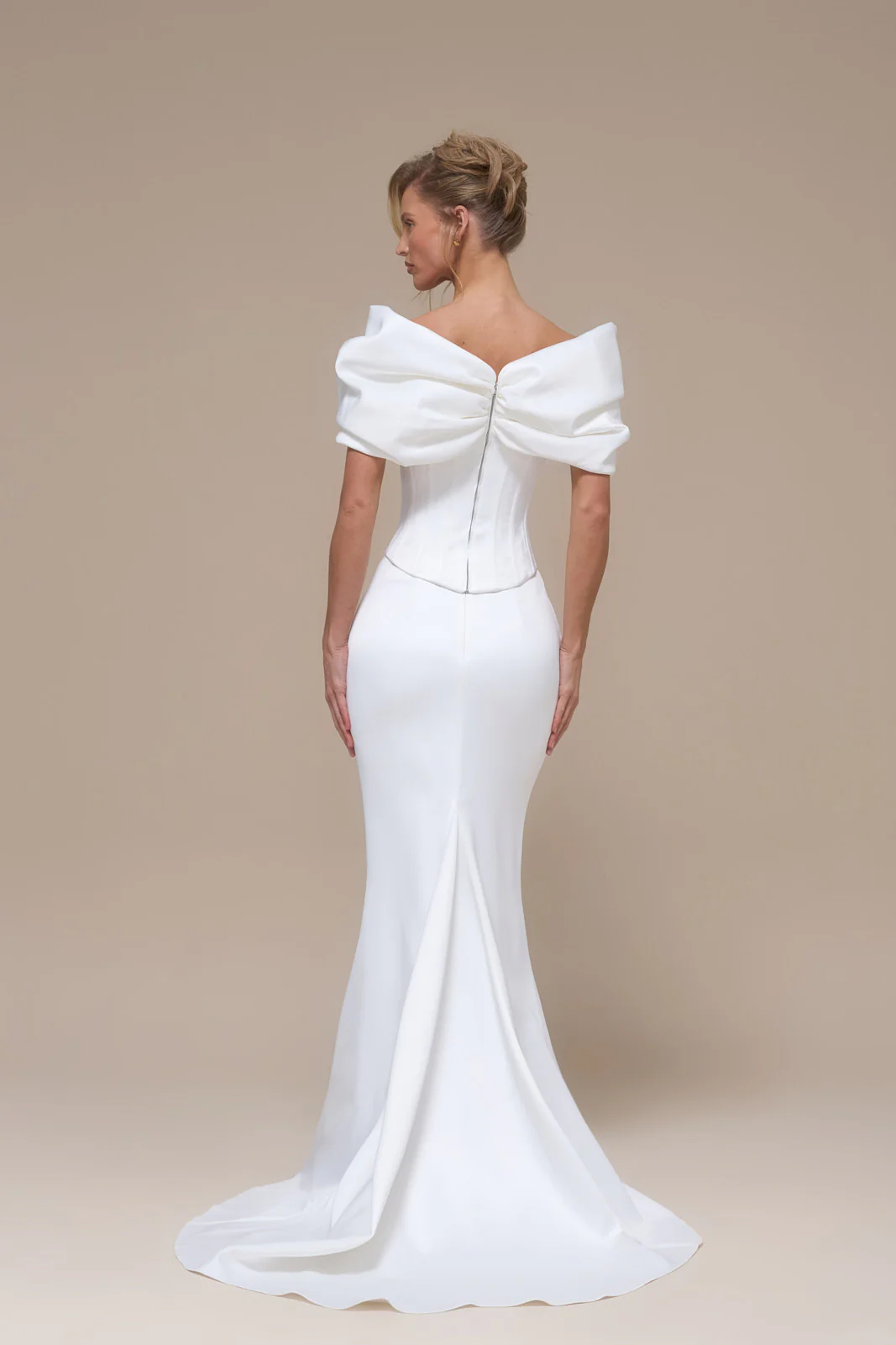 VIVIENNE HIGH WAIST MERMAID SKIRT WITH TRAIN | IVORY - Image 3