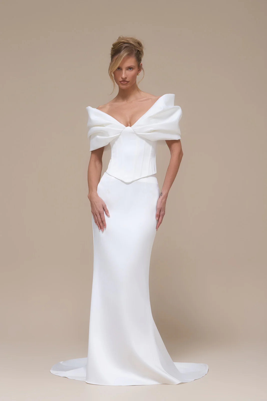 VIVIENNE OFF SHOULDER GATHERED CORSET | IVORY - Image 4